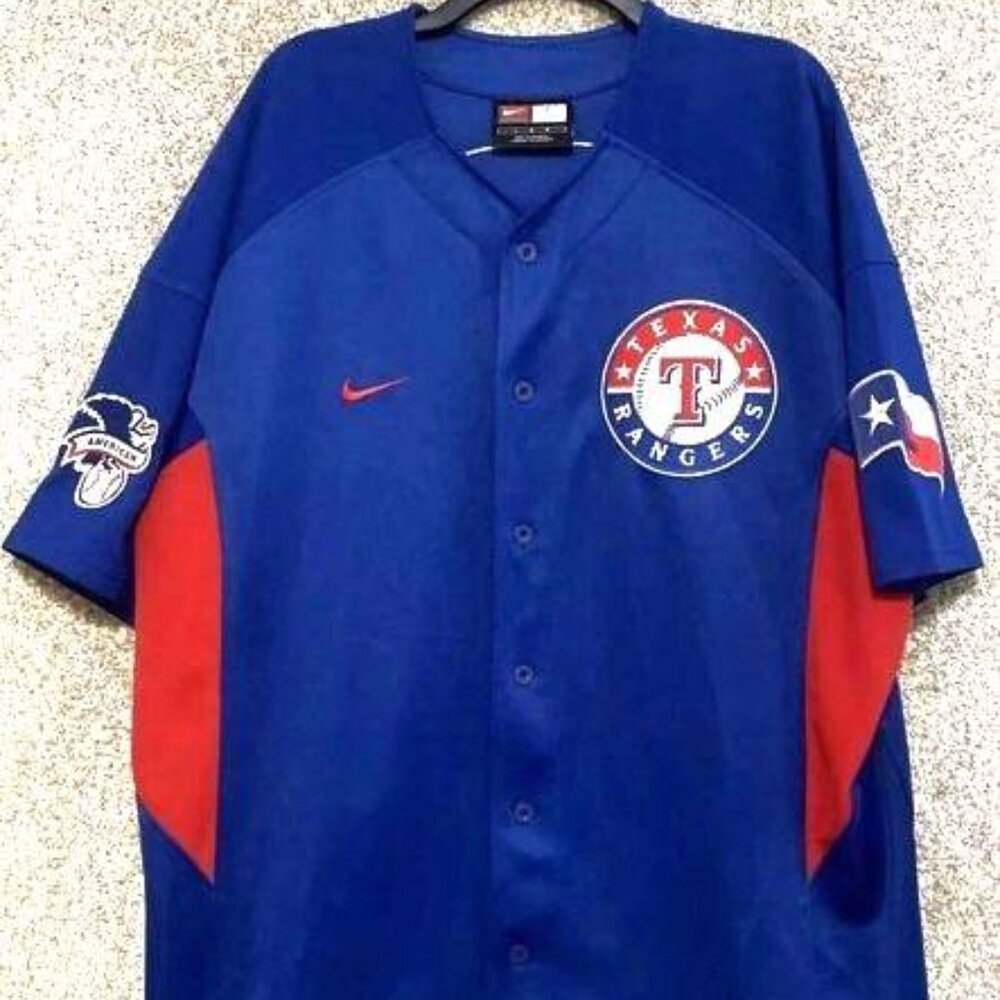 Texas Rangers Soriano #12 Nike Team MLB Authentic Navy Button Up Jersey Men Sz L